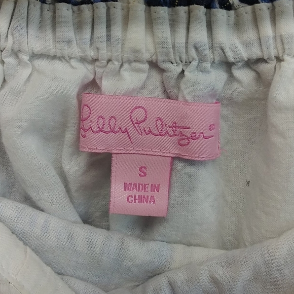 Lilly Pulitzer White and Blue Seashell Off Shoulder Dress - Picture 7 of 13